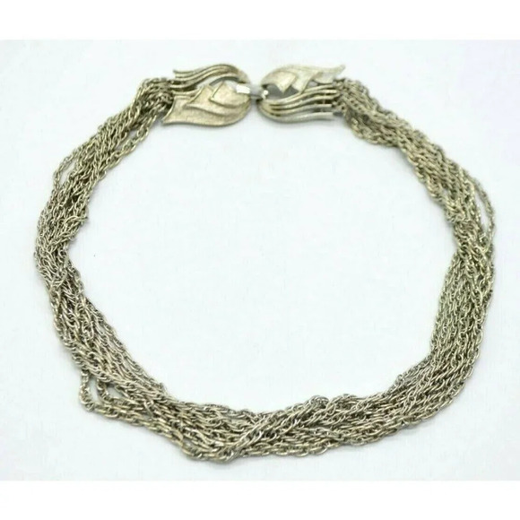 Lisner Silver Tone Multi-Strand Chain Link Choker - Picture 1 of 4